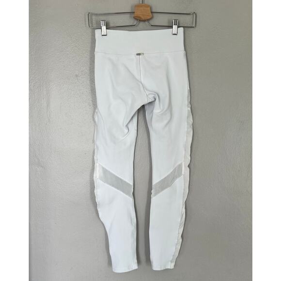 ASTERIA Zig Zag Leggings Women's Size XS White Power Mesh Inserts Made in USA - Picture 2 of 11